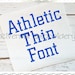 Athletic Block Thin Machine Embroidery Font Alphabet 3 Sizes | Etsy