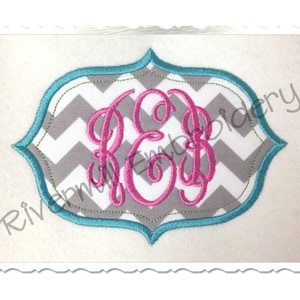 Applique Name or Monogram Frame (#2) Machine Embroidery Design - 4 Sizes - Instant Download PES DST Digital File Rivermill Embroidery