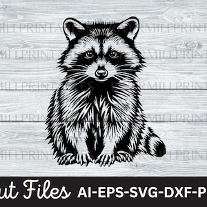 Raton laveur SVG EPS fichier de coupe - Cricut Silhouette pochoir vecteur gravure laser gravure