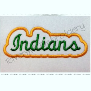 Applique Indians Team Name Machine Embroidery Design - 4 Sizes - Instant Download PES DST Digital File Rivermill Embroidery