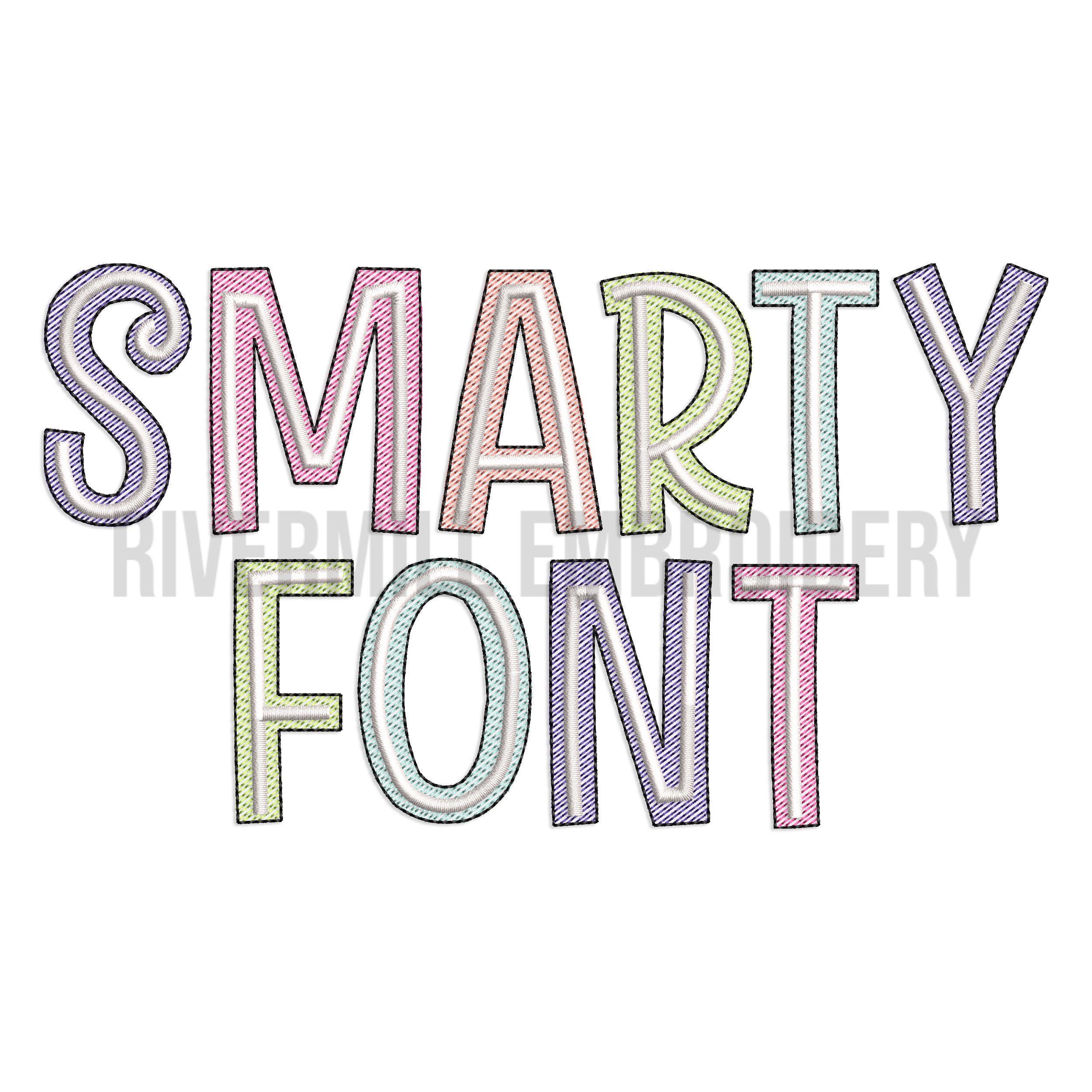 Smarty Sketch Style Machine Embroidery Font Monogram Alphabet - 3 Sizes - BX Files Instant Download Design PES Rivermill Embroidery