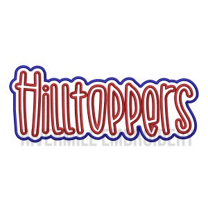 May include: Red and blue outlined wordmark that reads "Hilltoppers".