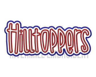 May include: Red and blue outlined wordmark that reads "Hilltoppers".