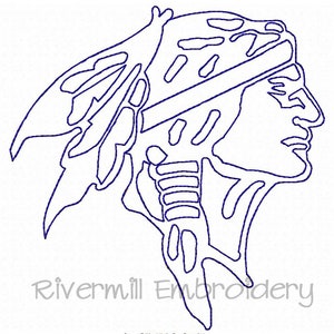Raggy Applique Indian Brave Machine Embroidery Design - 4 Sizes - Instant Download PES DST Digital File Rivermill Embroidery