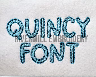 Quincy Machine Embroidery Font Monogram Alphabet - 3 Sizes Sketch Style - BX Files Instant Download Design PES