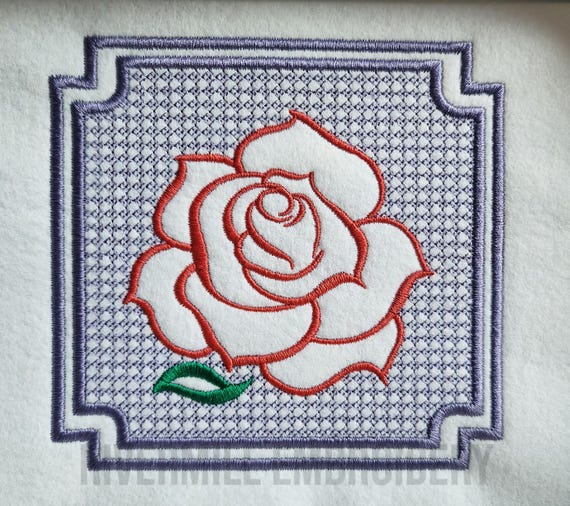 エンボス加工されたバラの機械刺繍デザイン - 4x4 -5x7 - 6x10 即時