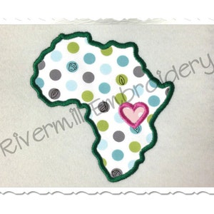 Applikation Afrika mit Herz Stickdatei, Maschinenstickerei, PES DST Stickdatei, Maschinenstickerei, Maschinenstickerei