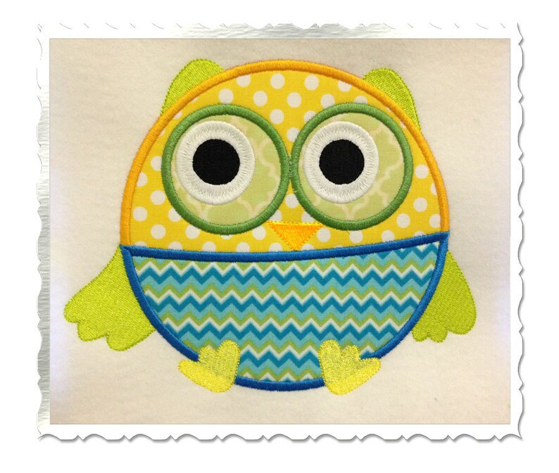 Applique Owl Machine Embroidery Design 3 Sizes Etsy