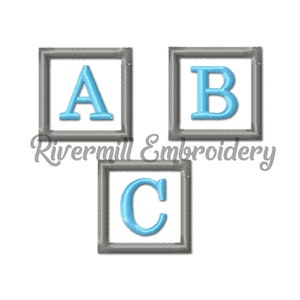 Small Square Monogram Initial Machine Embroidery Font Alphabet - 2 Sizes