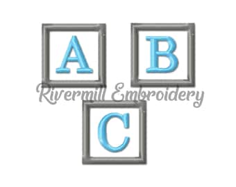 Kleines quadratisches Monogramm, Maschinenstickerei Schrift Alphabet - 2 Größen - druckbare Datei Instant Download Design PES