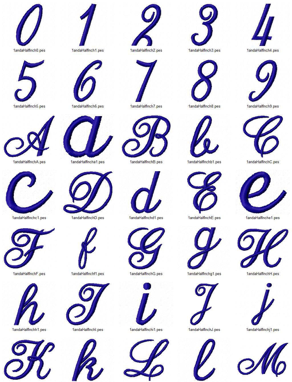 Machine Embroidery Script Elegant Script Machine Embroidery Font Monogram Alphabet - 3 Sizes - BX ...