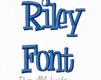 Riley Machine Embroidery Font Monogram Alphabet - 3 Sizes - BX Files Instant Download Design PES