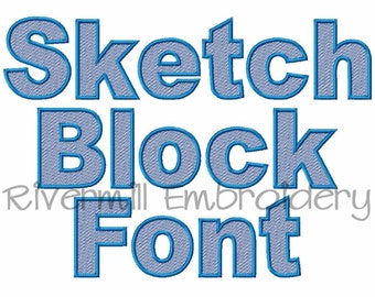 Sketch Style Block Machine Embroidery Font Monogram Alphabet - 3 Sizes