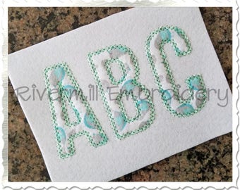 Walter Diamond Edge Applique Machine Embroidery Font Alphabet - 4 Sizes