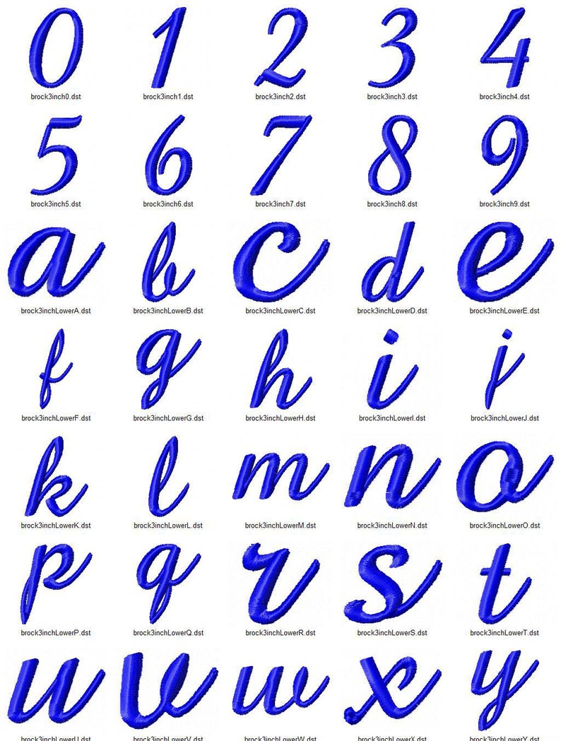 Brock Script Machine Embroidery Font Monogram Alphabet - 3 Sizes - BX ...