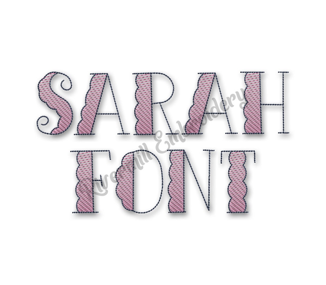 Sarah Machine Embroidery Font Monogram Alphabet - 3 Sizes Scalloped ...