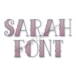 Sarah Machine Embroidery Font Monogram Alphabet - 3 Sizes Scalloped Sketch Style