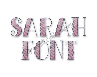 Sarah Machine Embroidery Font Monogram Alphabet - 3 Sizes Scalloped Sketch Style - BX Files Instant Download Design PES