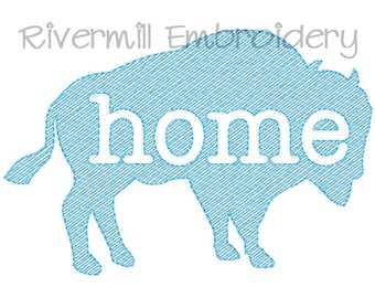 Sketch Style Buffalo Home Machine Embroidery Design