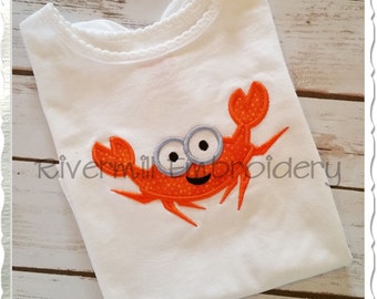 Happy Crab Applique Machine Embroidery Design - 3 Sizes