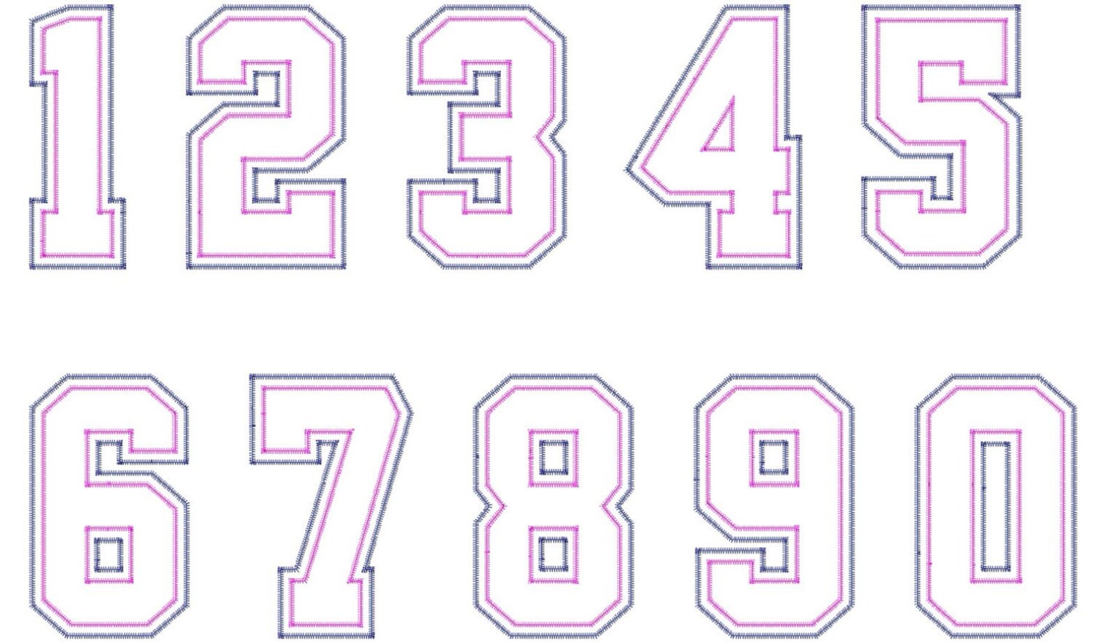 large zig zag double applique varsity numbers machine etsy