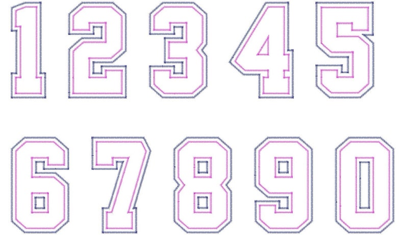 large zig zag double applique varsity numbers machine etsy