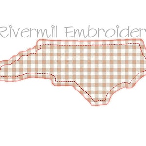 Raggy Applique State of North Carolina Machine Embroidery Design - 4 Sizes - Instant Download PES DST Digital File Rivermill Embroidery