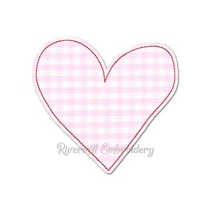 May include: A pink heart-shaped patch with a gingham pattern and a red stitched outline. The text "Riverhill Embroidery" is visible at the bottom of the image.