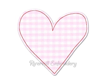 Raggy Applique Heart Machine Embroidery Design - 4 Sizes - Instant Download PES DST Digital File Rivermill Embroidery