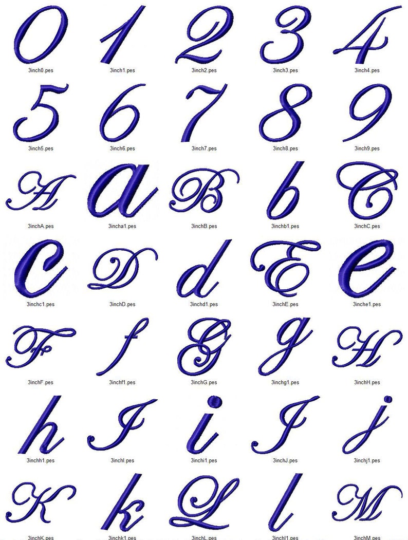 Edwardian Schreibschrift Maschinenstickerei Monogramm Alphabet 3 Größen Bild 2