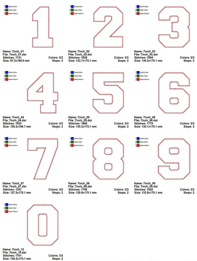 Zig Zag Edge College Varsity Applique Numbers Machine Etsy