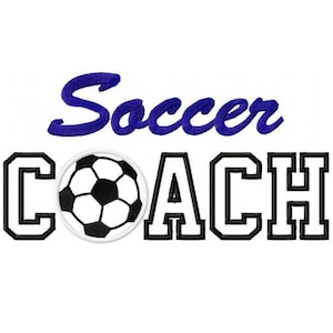 Soccer Coach Applique Machine Embroidery Design - 3 Sizes - Instant Download PES DST Digital File Rivermill Embroidery