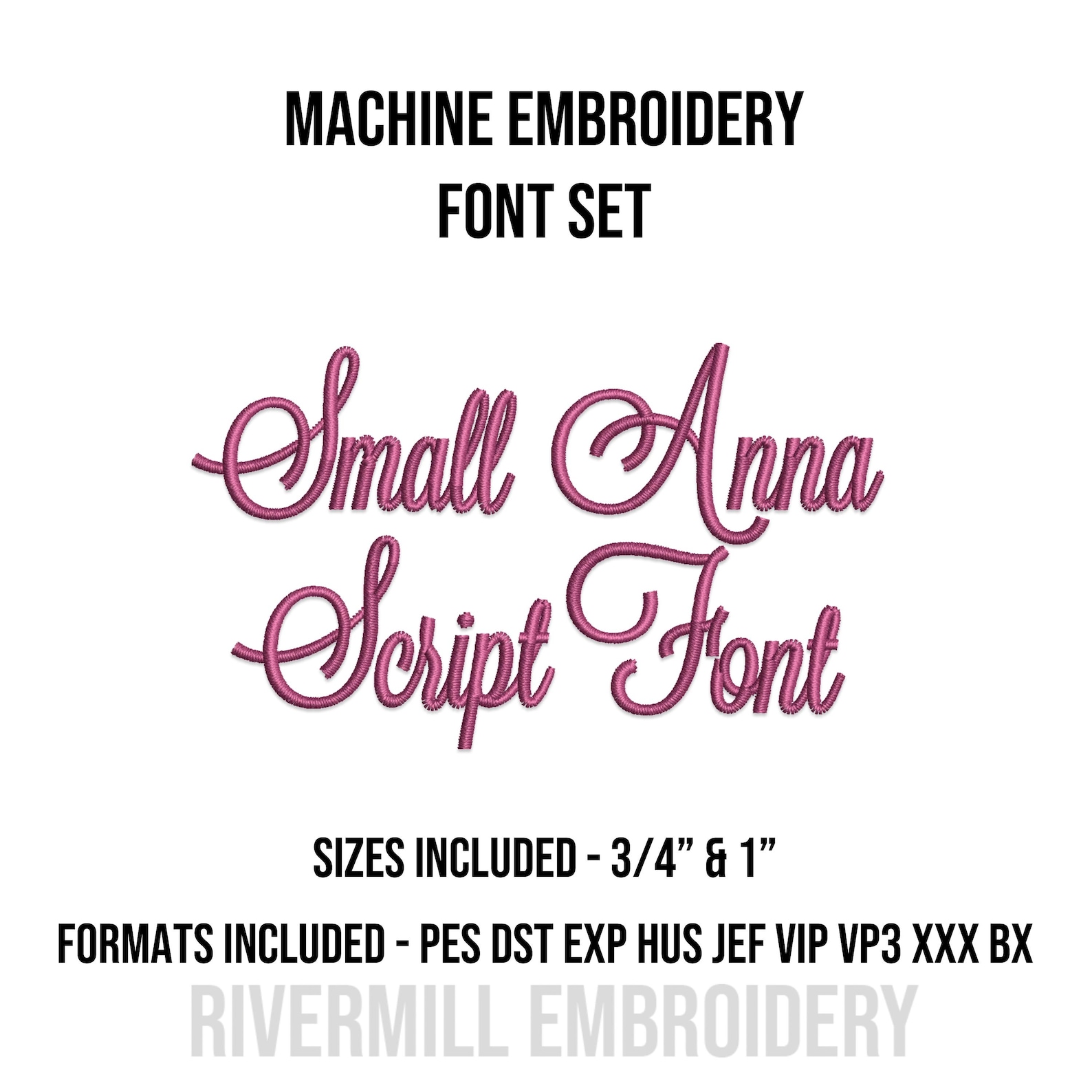Small Anna Script Machine Embroidery Font Monogram Alphabet - 2 Sizes ...