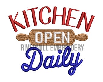 Kitchen Open Daily Machine Embroidery Design - 3 Sizes