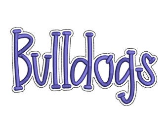 Bulldogs with a Bean Stitch Outline Machine Embroidery Design - 4 Sizes - Instant Download Digital Design File - Rivermill