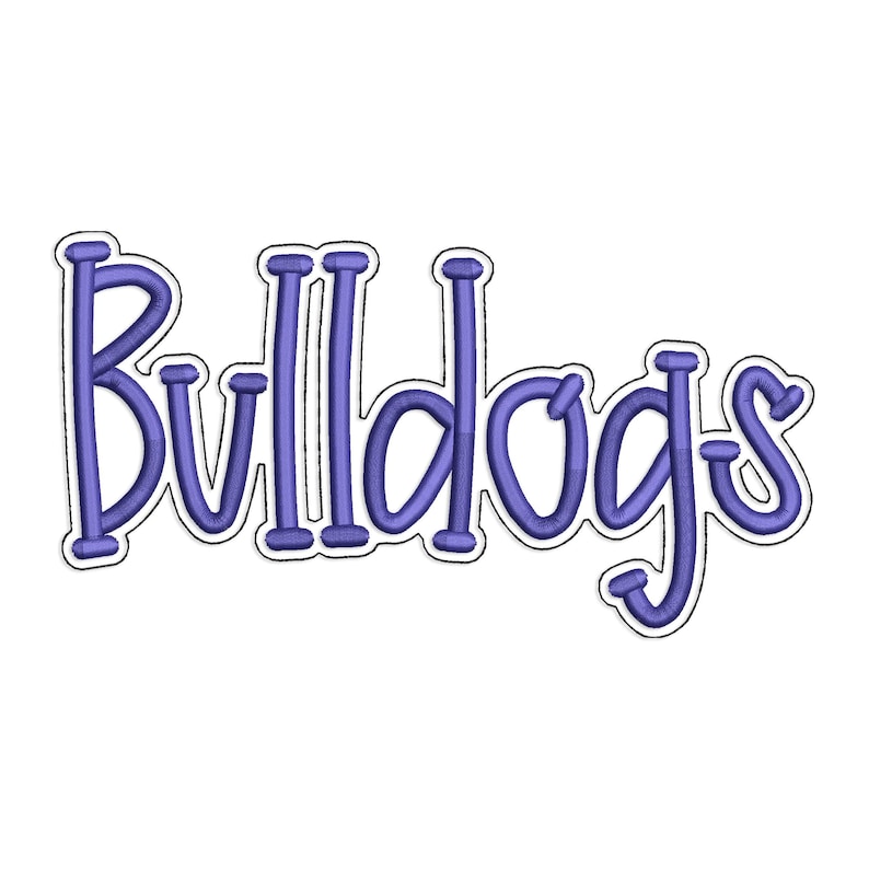 Bulldogs With a Bean Stitch Outline Machine Embroidery Design - 4 Sizes ...