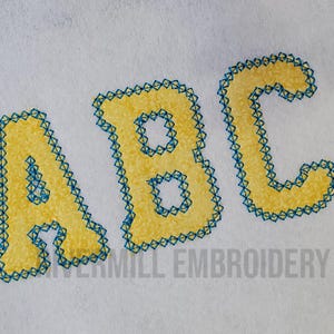 Small 2&quot; & 2.5&quot; Diamond Edge Varsity Collegiate Applique Machine Embroidery Font Monogram Alphabet - Instant Digital Download File
