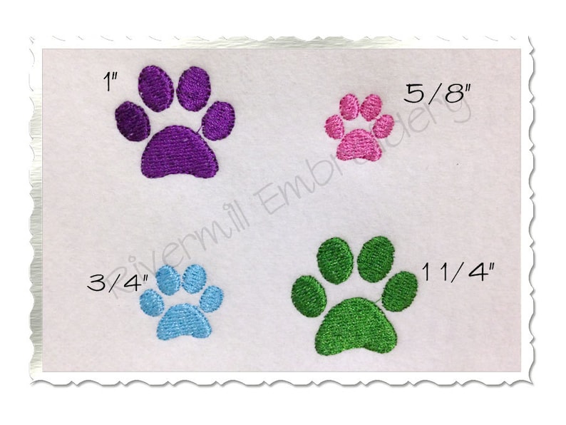 Mini Paw Print Machine Embroidery Design 4 Sizes image 1