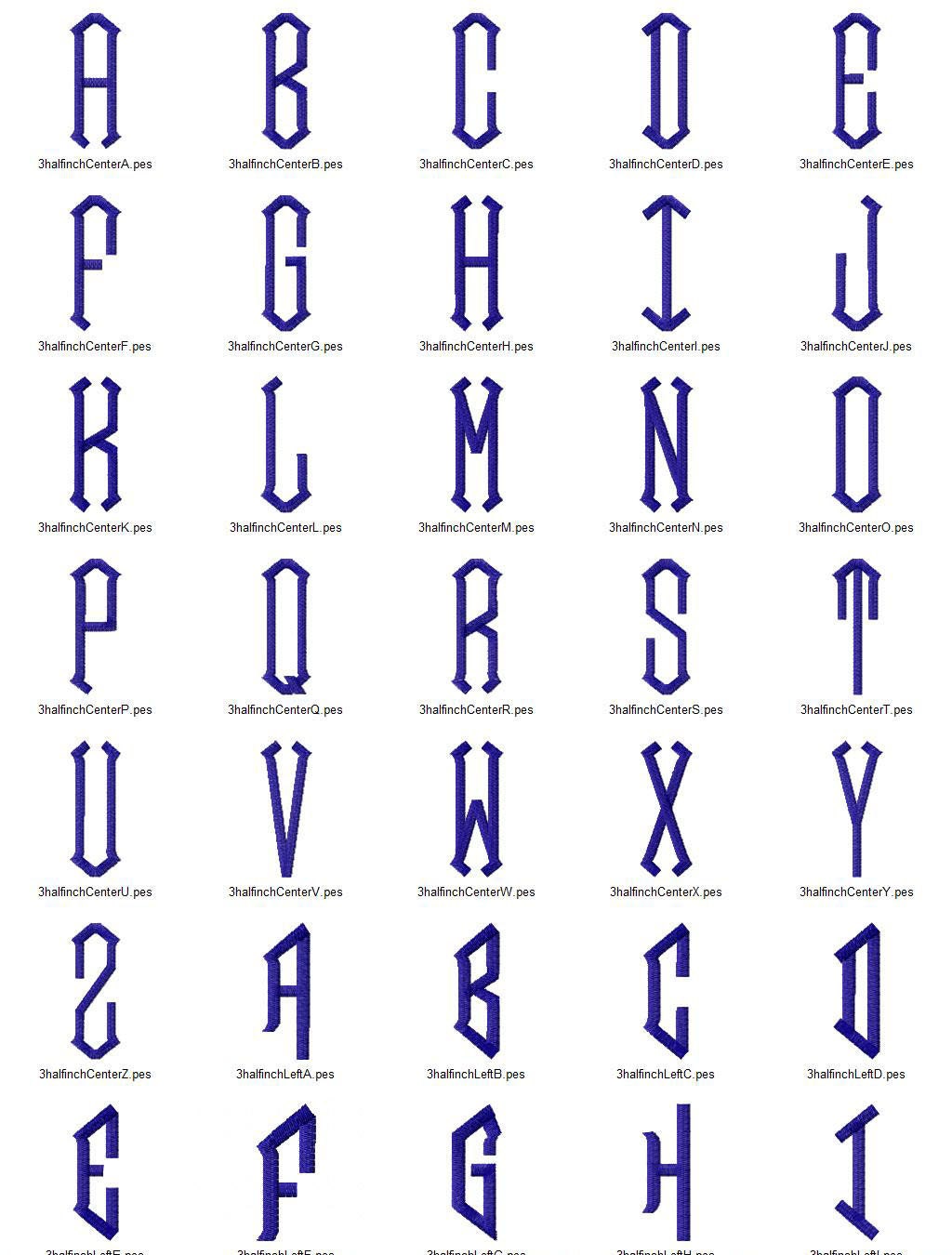 Large Point 3 Letter Monogram Machine Embroidery Font Alphabet - 3 ...