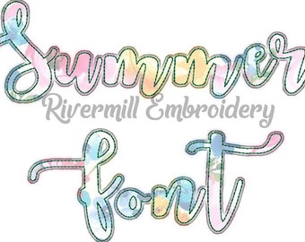 Summer Raggy Script Applique Machine Embroidery Font Alphabet - 4 Sizes