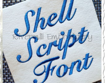 Shell Script Machine Embroidery Font Monogram Alphabet - 3 Sizes - BX Files Instant Download Design PES
