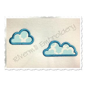 Applique Clouds Machine Embroidery Design - 6 Sizes Each - Instant Download PES DST Digital File Rivermill Embroidery