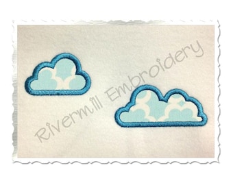 Diseño de bordado a máquina de nubes con apliques - 6 tamaños cada uno - Descarga instantánea - Archivo digital PES DST Rivermill Embroidery