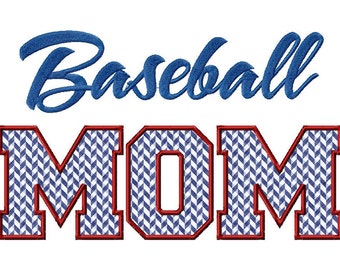Baseball Mom Applique Machine Embroidery Design - 3 Sizes