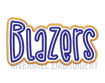 May include: Blue and gold embroidered design of the word "Blazers".