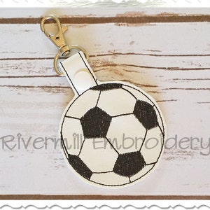 Soccer Ball In The Hoop Snap Tab Key Fob Machine Embroidery Design