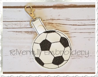 Soccer Ball In The Hoop Snap Tab Key Fob Machine Embroidery Design