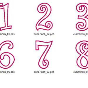 Curlz Applique Numbers Machine Embroidery Design 4 Sizes - Etsy