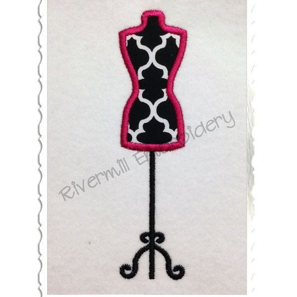 Applique Dress Form Machine Embroidery Design - 4 Sizes