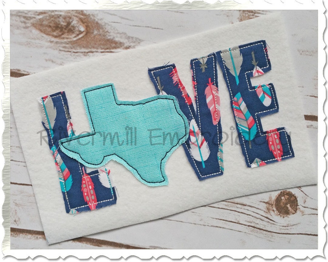 Raggy Applique Texas Love Machine Embroidery Design 4 Sizes - Etsy